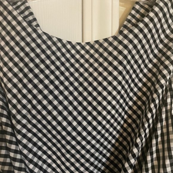 Anne Klein Midi Wrap Dress, Navy & White Checkered, Size Small - Picture 2 of 3